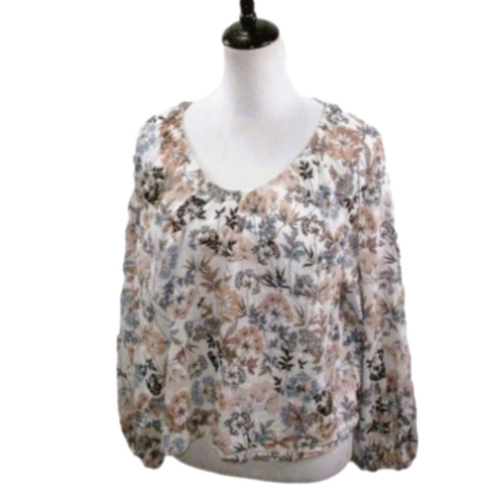 A.n.a Floral Long Sleeve Blouse Size Large